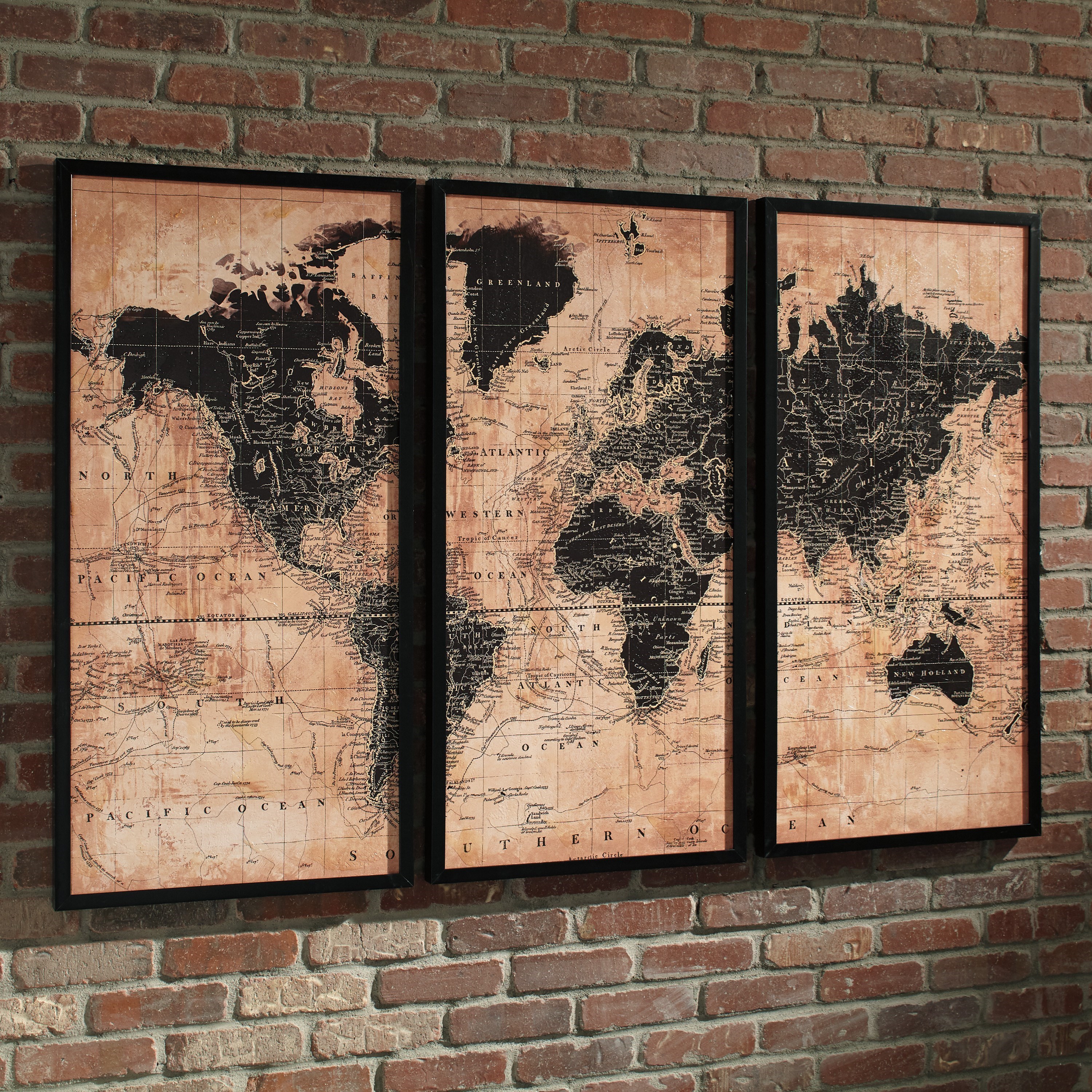 Ashley Signature Design Wall Art 1336760 Pollyanna Tan/Black World Map